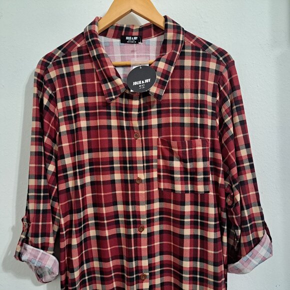 Jolie&Joy Women Plus Size 3X Christmas Plaid Dress Long Sleeve NWT - Picture 3 of 10